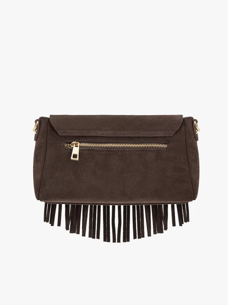 Brown clutch bag with tassels
