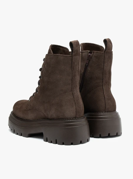 Dark brown suede ankle boots