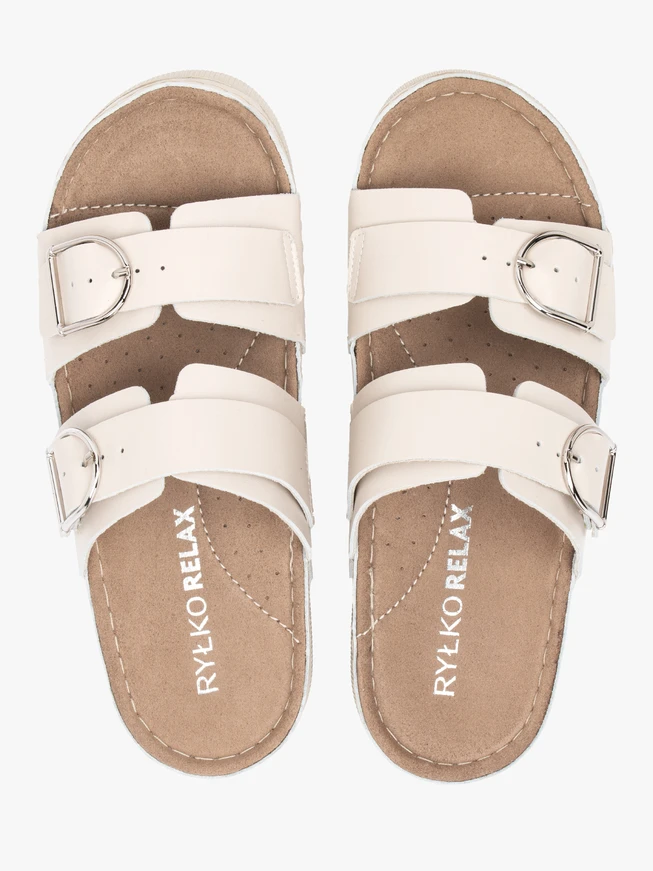 Cremefarbene Flip-Flops mit zwei Riemen