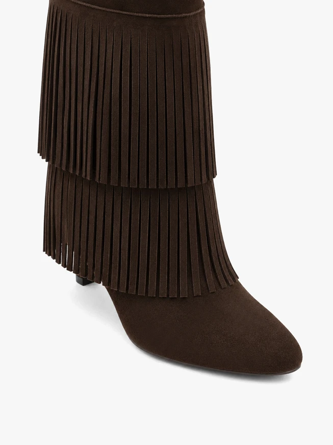 Dark brown boots with tassels