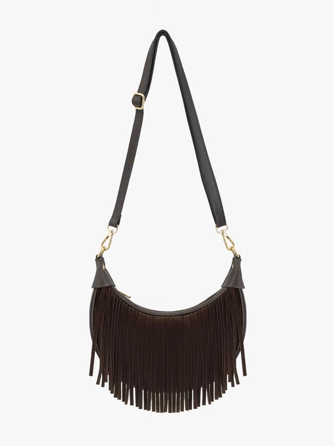 Braune Handtasche mit Fransen