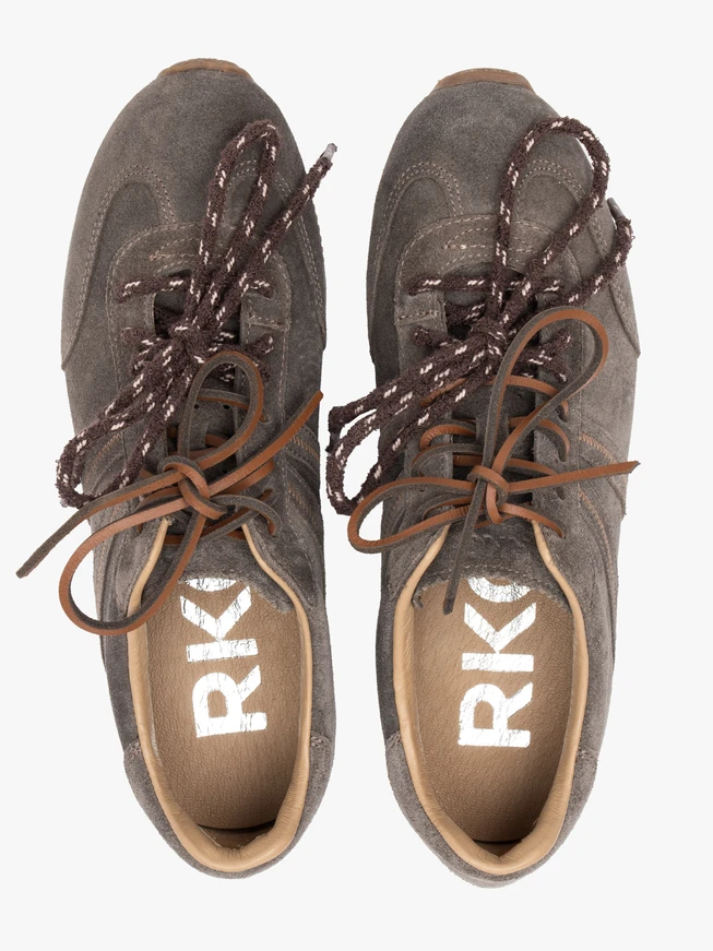 Grey velour leather sports half shoes