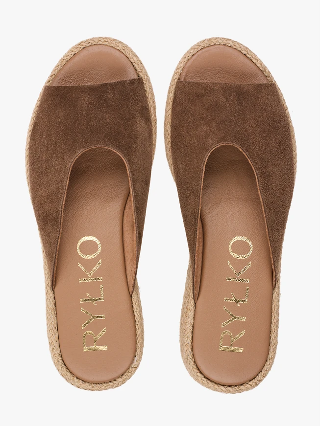 Braune Einbau-Flip-Flops aus Veloursleder