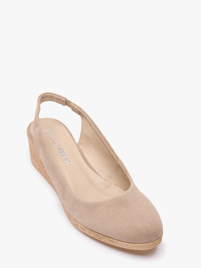 Beige Espadrilles auf Plattformen