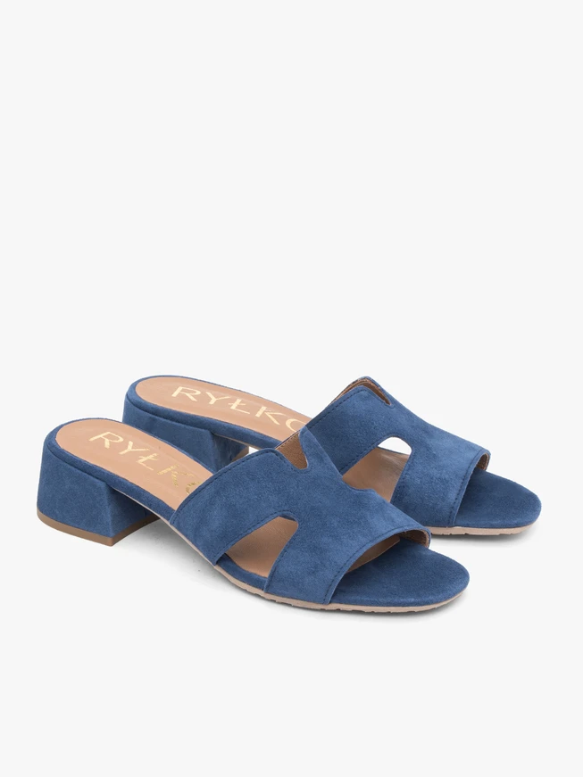 Marineblaue Flip-Flops mit H-Absatz