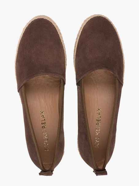 Espadrilles aus dunkelbraunem Veloursleder