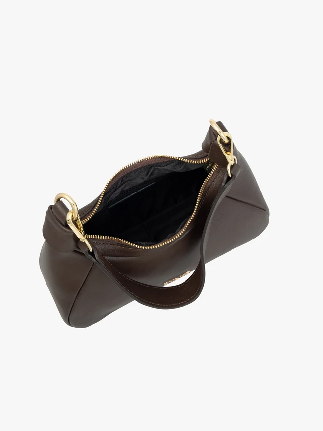 Brown grain leather handbag