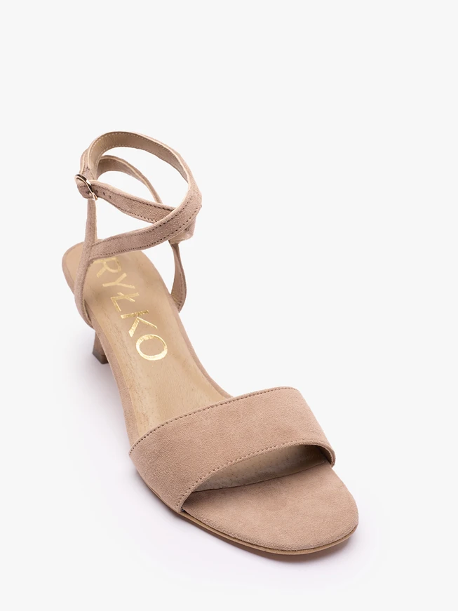 Beige Veloursleder-Sandalen