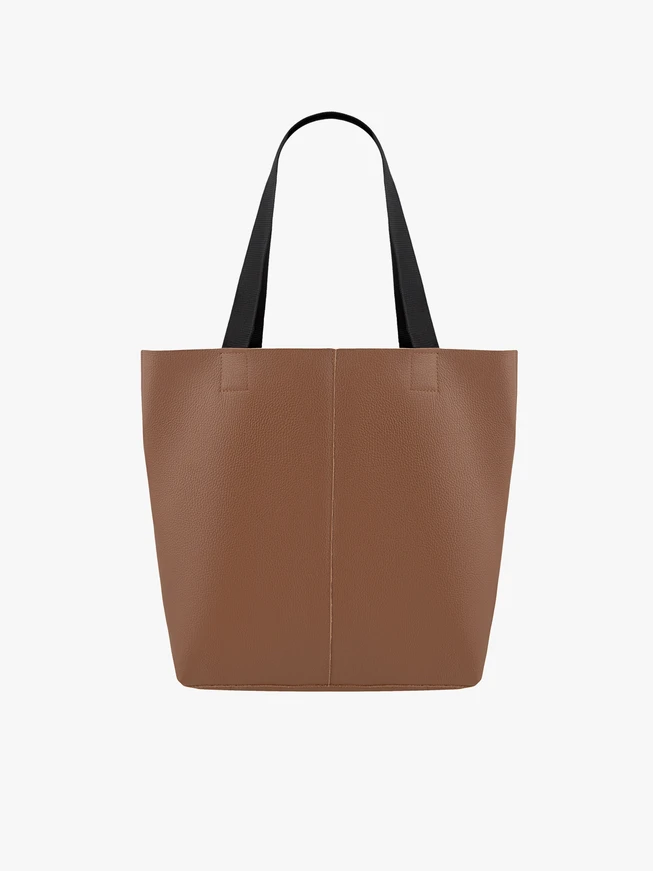 Rote Shopper-Tasche aus Leder und Stoff