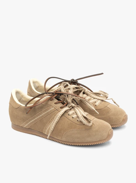 Dark Beige Lace-up Sneakers