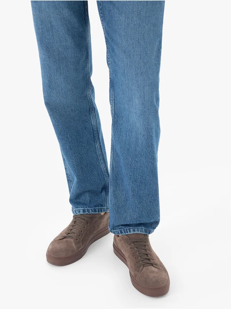 Grey velour leather half shoes