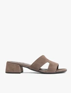 Dunkelbraune Flip-Flops mit kleinem Absatz