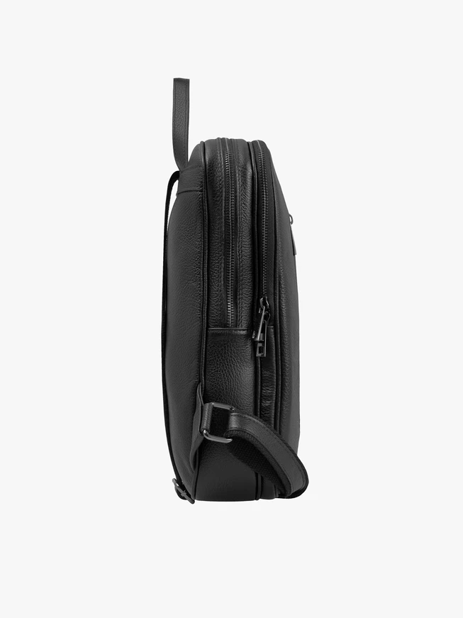 Black grain leather backpack