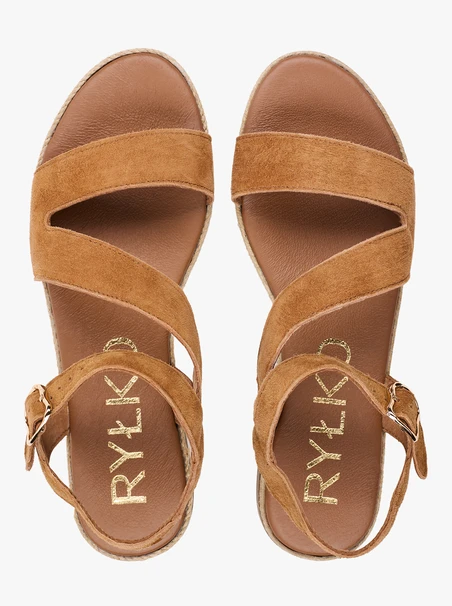 Flache Sandalen aus rotem Veloursleder