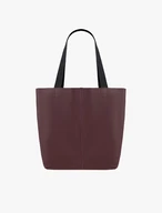 Kastanienbraune Shopper-Tasche aus Leder und Stoff