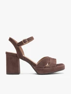 Braune Plateau-Sandalen mit Absatz