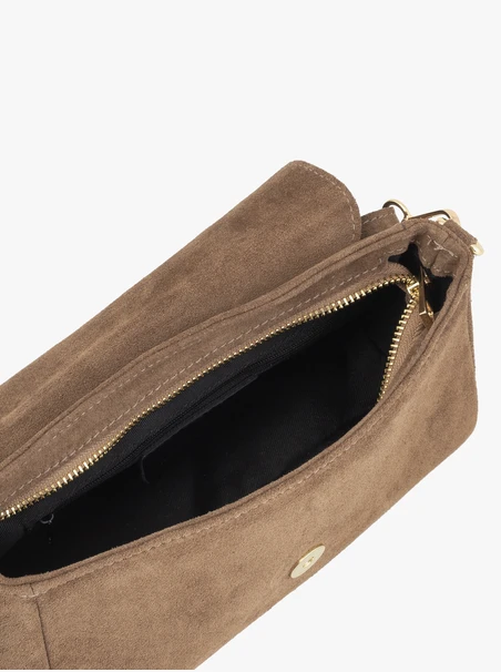 Dark beige clutch bag with tassels