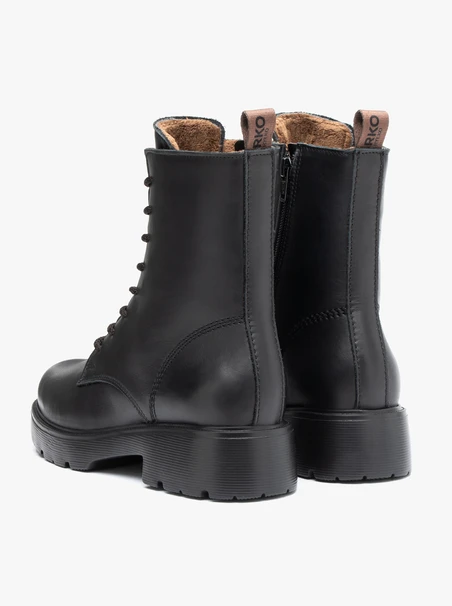 Black grain leather boots