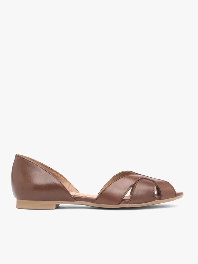 Braune zehenoffene Ballerinas
