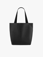 Schwarze Shopper-Tasche aus Leder und Stoff