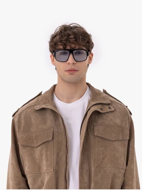 Okulary unisex czarne z jasnoniebieskimi szkłami