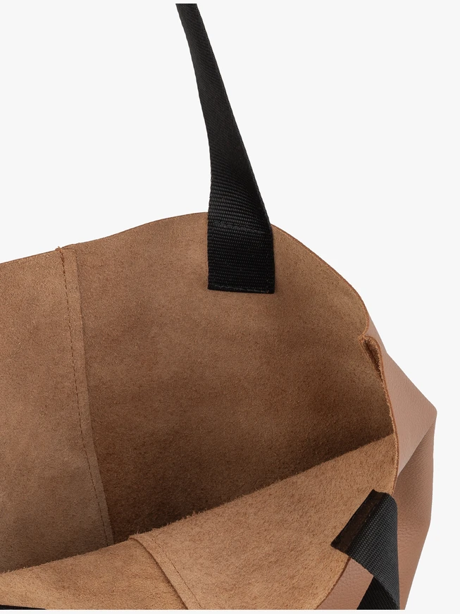 Rote Shopper-Tasche aus Leder und Stoff