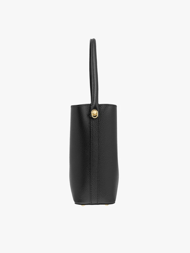 Schwarze elegante Handtasche aus Vollnarbenleder