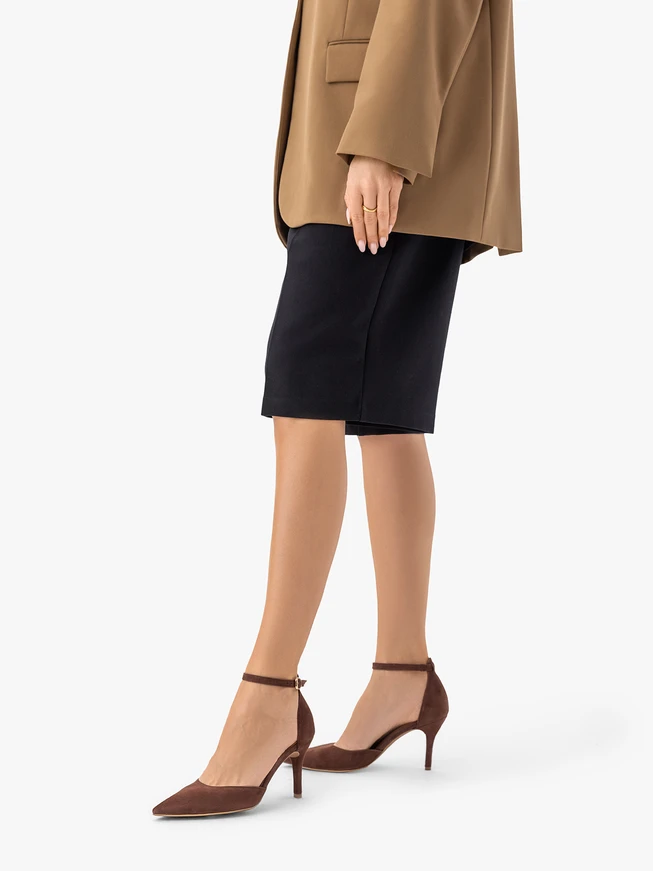 Dunkelbraune Stiletto-Pumps