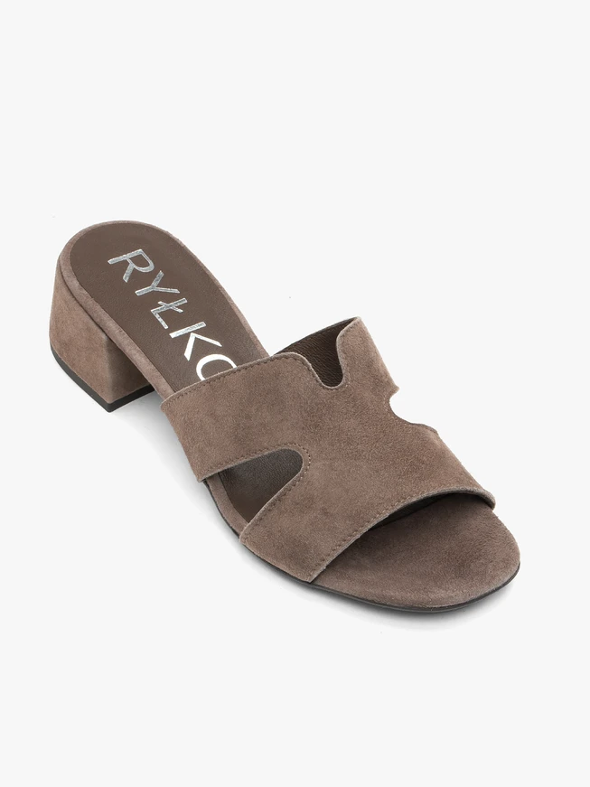 Dark Brown Slides on Low Heel