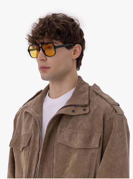 Okulary przeciwsłoneczne unisex czarne z żółtymi szkłami