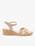 Beigefarbene Plateausandalen