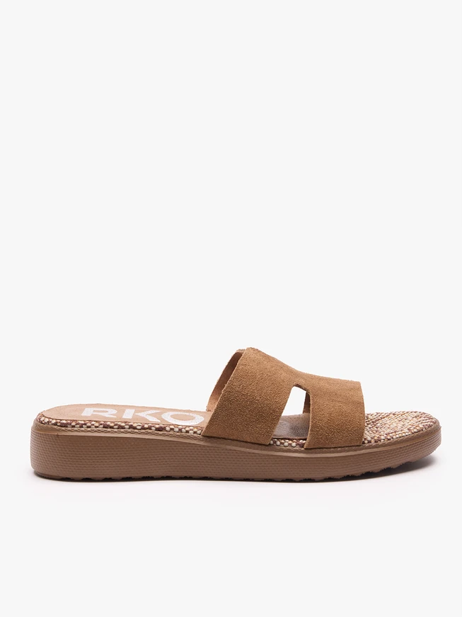 Dunkelbeige H-Flip-Flops mit dickerem Boden