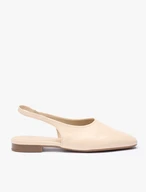 Cremefarbene Slingback-Pumps ohne Absatz