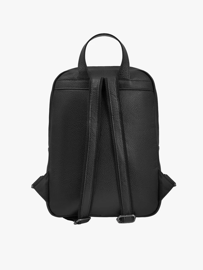 Black grain leather backpack