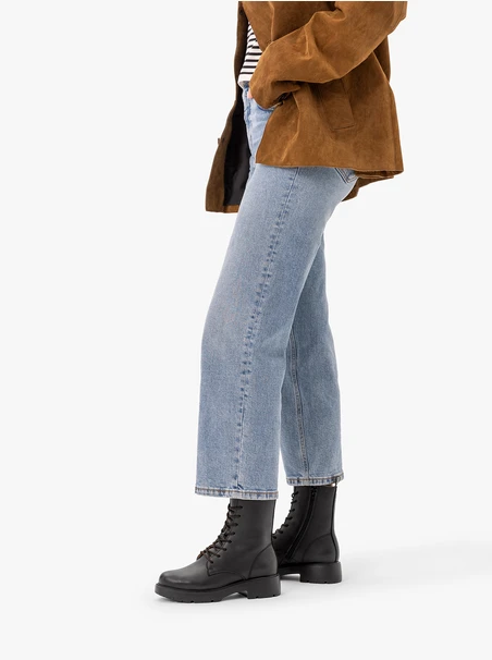 Black grain leather boots