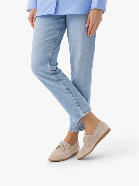 Beige Lace-Up Women’s Flats