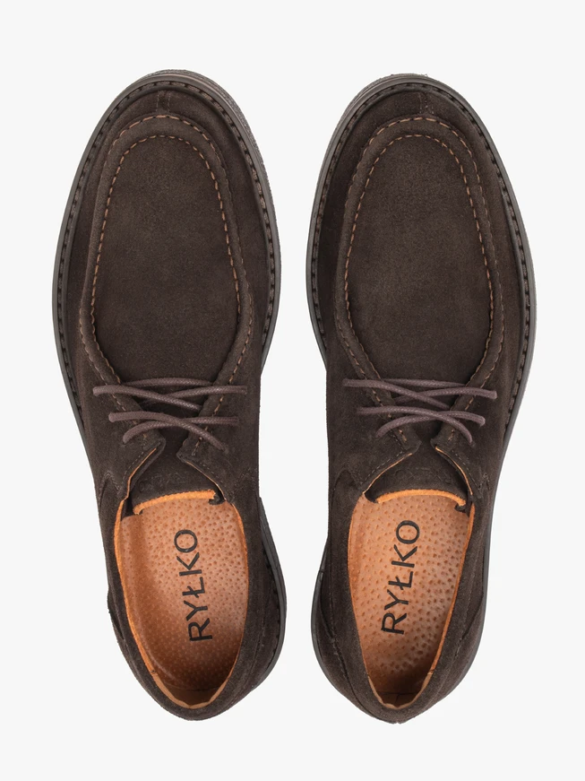 Brown casual velour leather half shoes