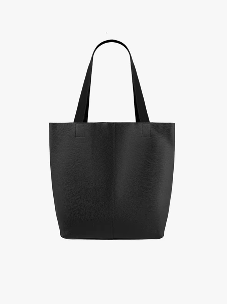 Large black leather &amp; fabric shopper bag