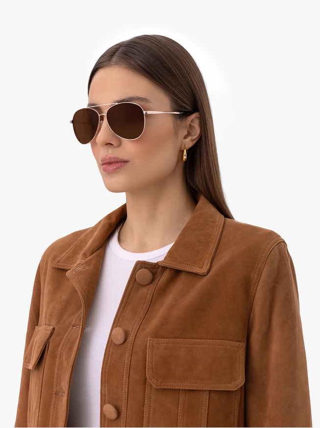 Unisex Aviator Sunglasses with Brown Lenses