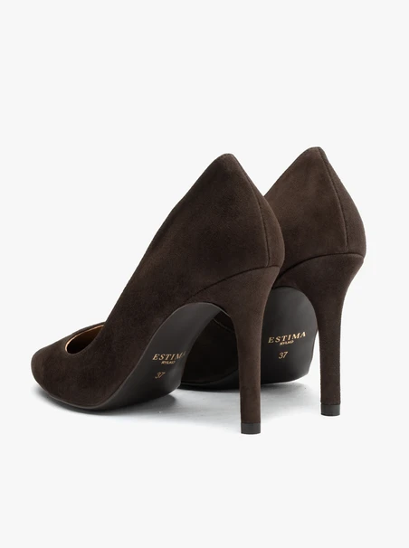 Dunkelbraune hohe Stiletto-Pumps