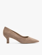 Beżowe czółenka ze skóry welurowej