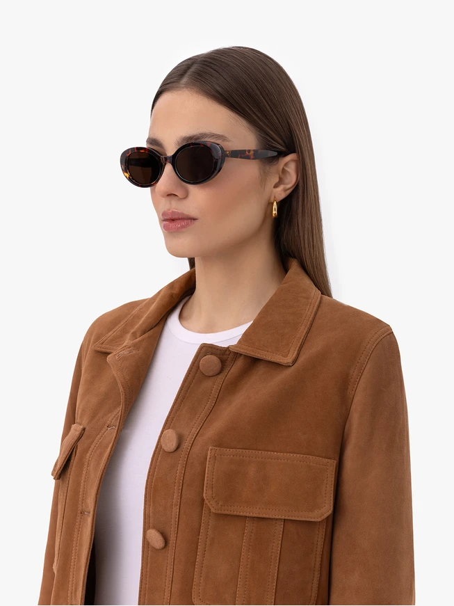 Women's Tortoiseshell Oval Sunglasses with Brown Lenses