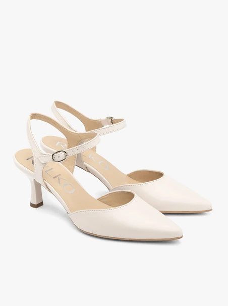 Kremowe ślubne czółenka slingback