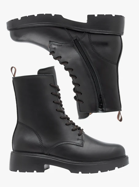 Black grain leather boots