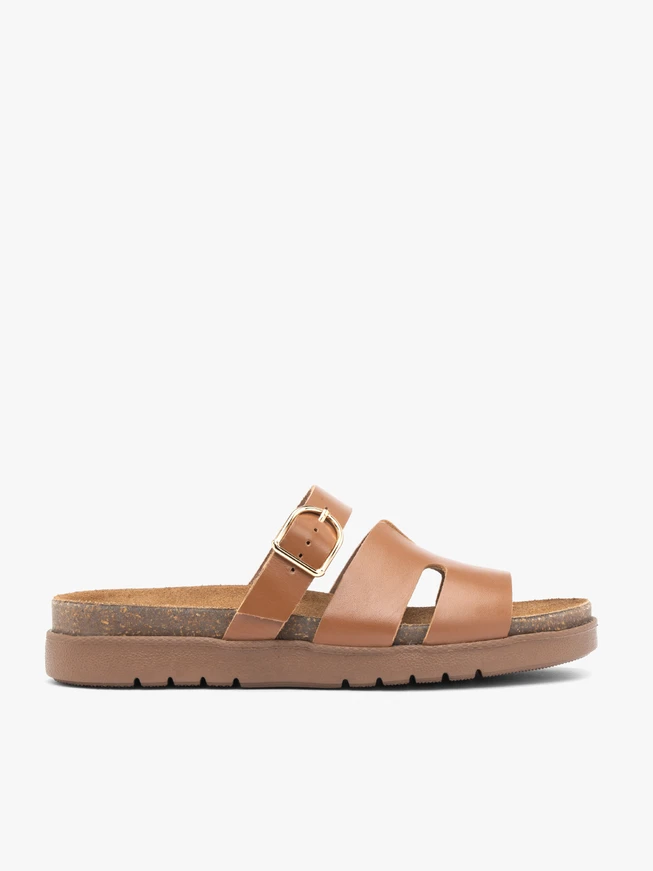 Braune H-Flip-Flops mit Schnallenriemen