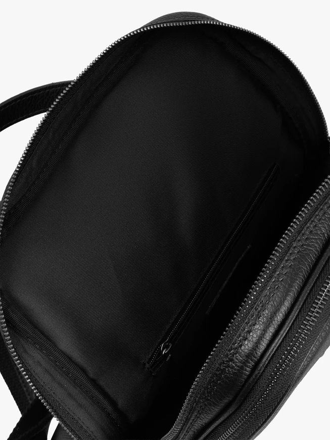 Black grain leather backpack