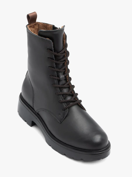Black grain leather boots