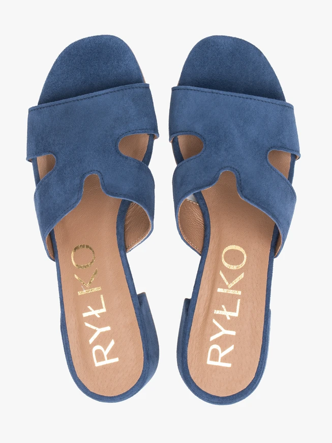 Marineblaue Flip-Flops mit H-Absatz