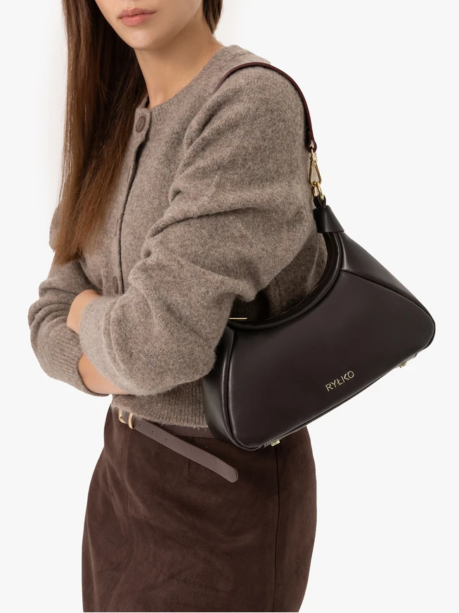 Maroon grain leather handbag