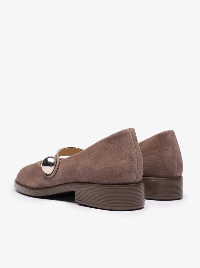 Ballerinas aus grauem Veloursleder